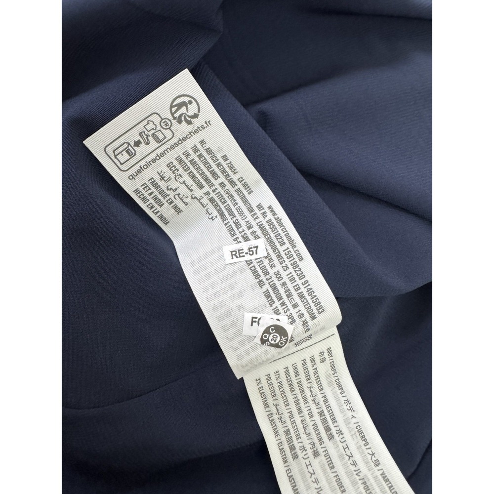 Abercrombie & Fitch Camille Puff-Sleeve Midi Dress Navy Blue Women's Medium - Picture 10 of 15